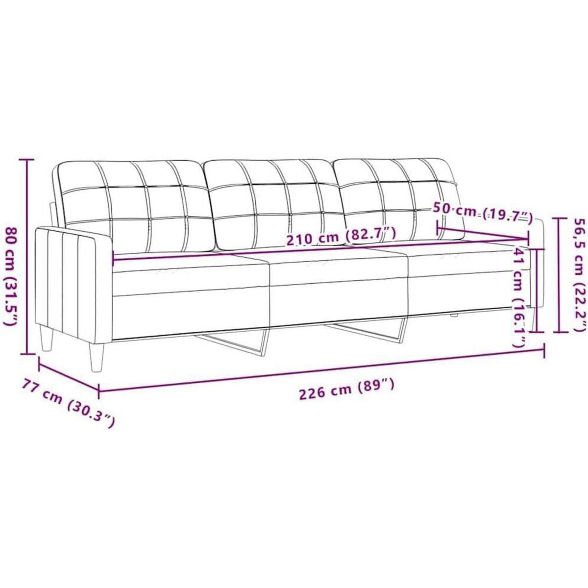 3-Sitzer Sofa mit Schlaffunktion Dunkelgrau 210 cm