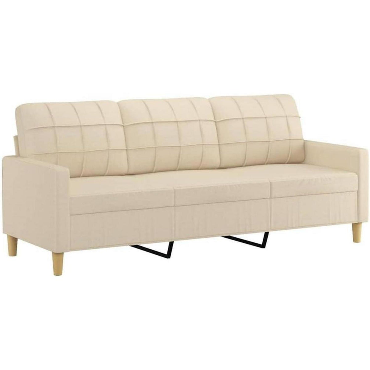 3-Sitzer Bodensofa mit Bettfunktion & Pillow-Support, Creme