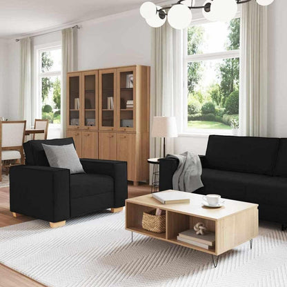 Schwarz Sofa Set: 3-Sitzer, 2-Sitzer & Sessel | Stoff & Komfort