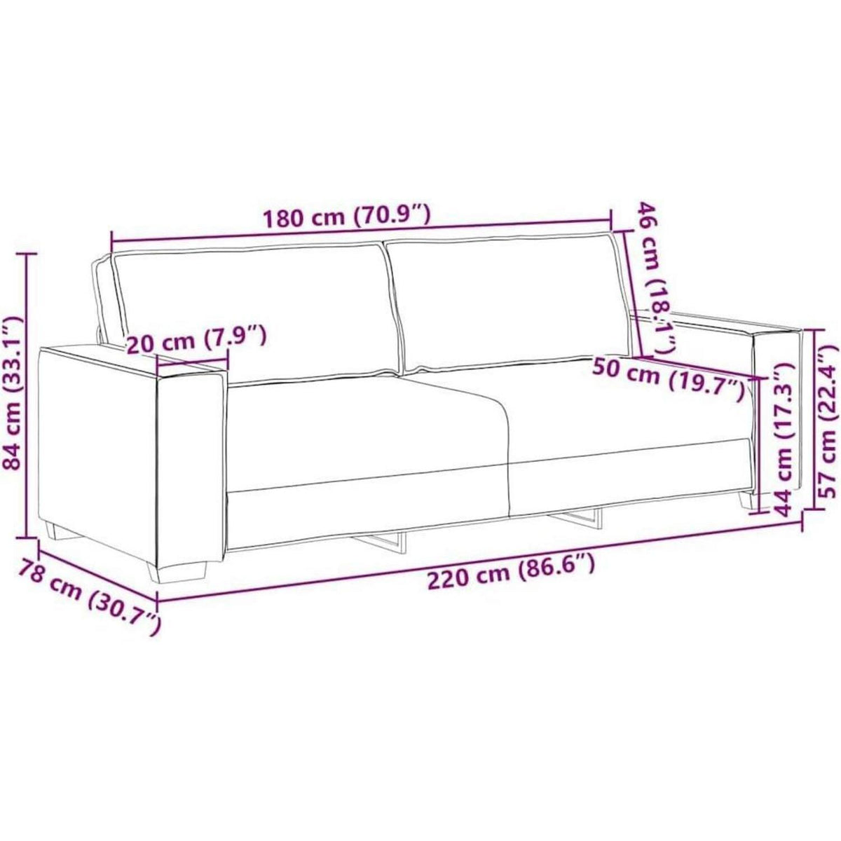 Schwarz Sofa Set: 3-Sitzer, 2-Sitzer & Sessel | Stoff & Komfort