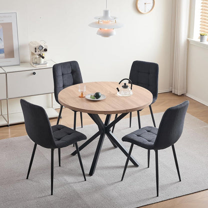 8er-Set Esszimmerstühle Nordic, Schwarzer Cord & Metall