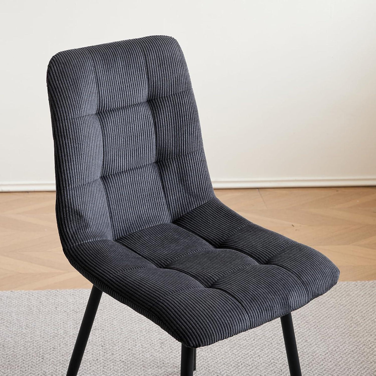 8er-Set Esszimmerstühle Nordic, Schwarzer Cord & Metall