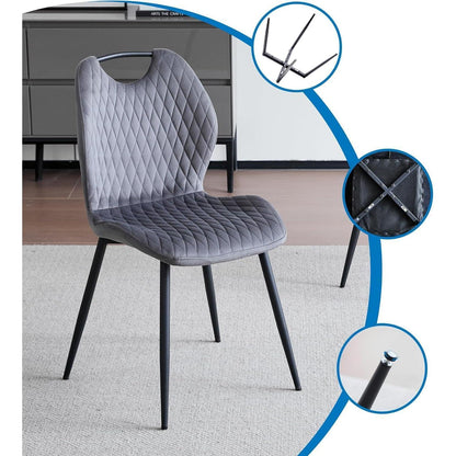 Esszimmerstühle Set 6 Grau – Bequeme Polsterstühle Küche Wohnzimmer