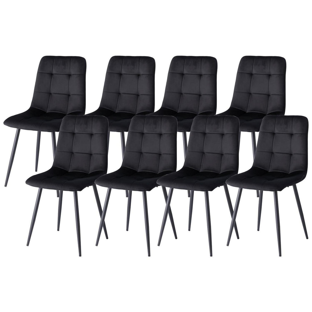 8er-Set Esszimmerstühle Samt Schwarz – Bequeme Moderne