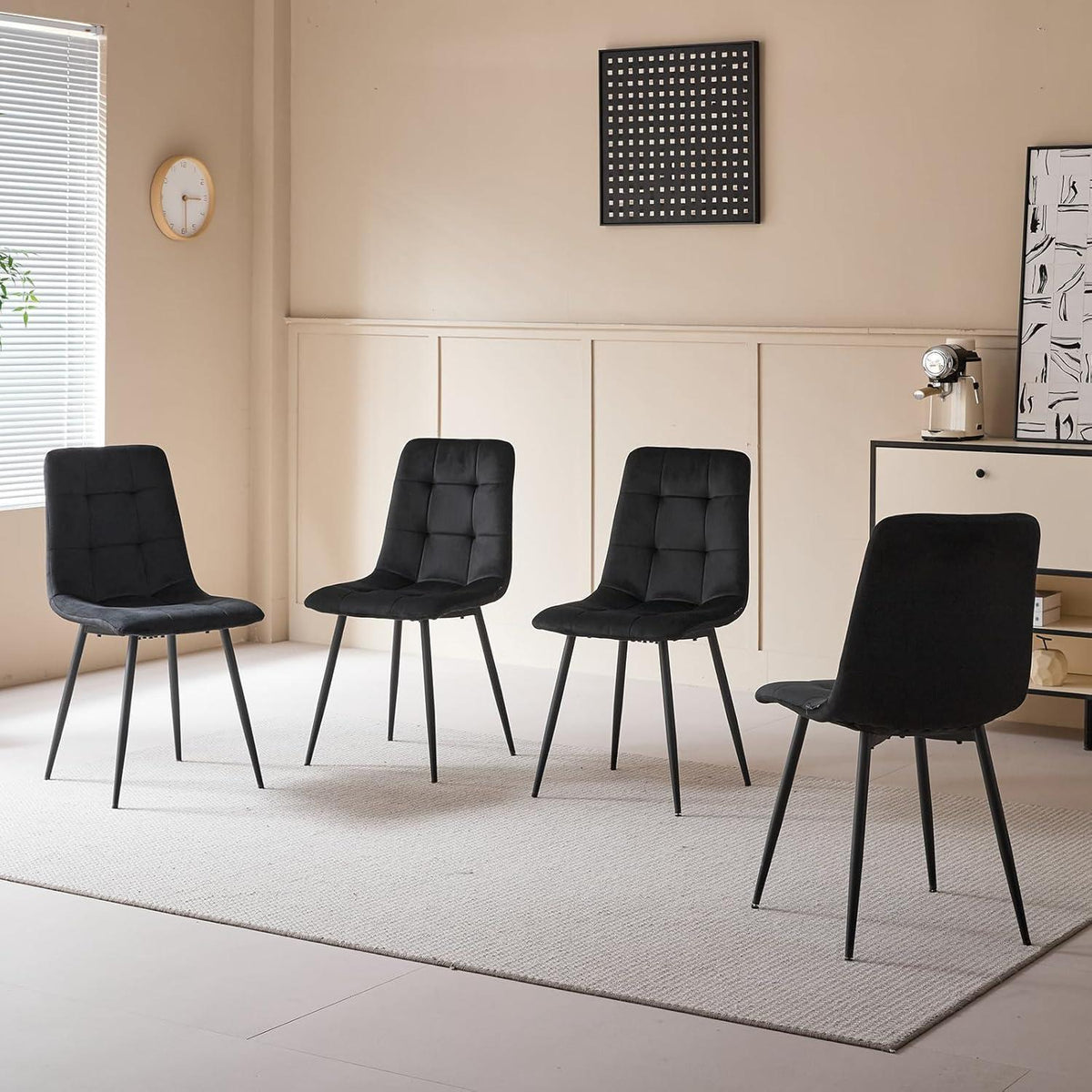 8er-Set Esszimmerstühle Samt Schwarz – Bequeme Moderne