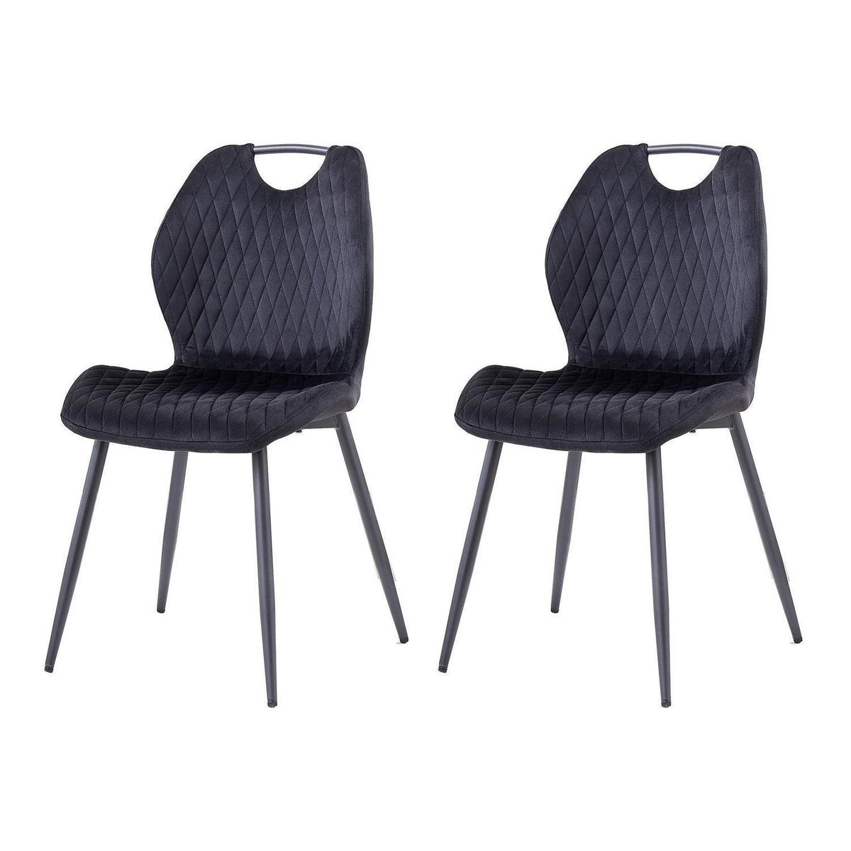 Moderner Esszimmerstuhl Set 2er – Samt & Metall Schwarz