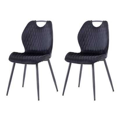 Moderner Esszimmerstuhl Set 2er – Samt & Metall Schwarz