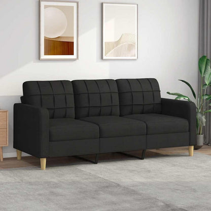 3-Sitzer Sofa Schwarz 180 cm – Stoff Schlafsofa mit Pillow Support