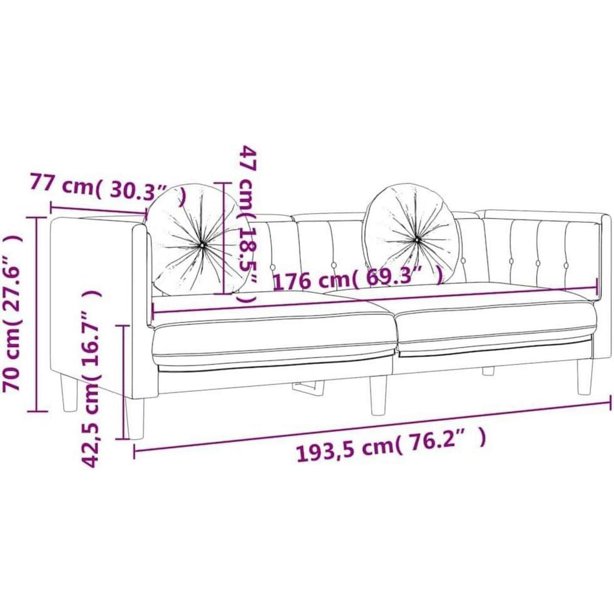 3-Sitzer Samtsofa Blau – Modernes Wohnzimmer Sofa