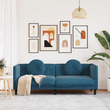 3-Sitzer Samtsofa Blau – Modernes Wohnzimmer Sofa
