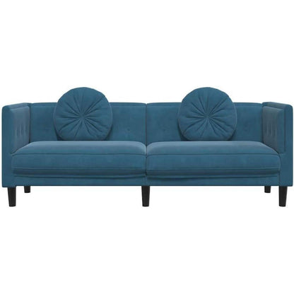 3-Sitzer Samtsofa Blau – Modernes Wohnzimmer Sofa