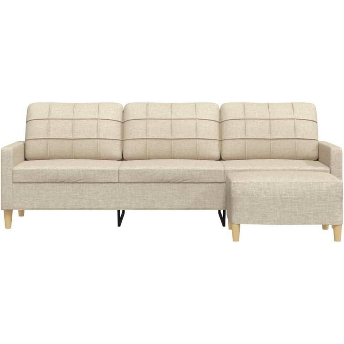 3-Sitzer Sofa mit Hocker & Schlaffunktion – Creme 210cm