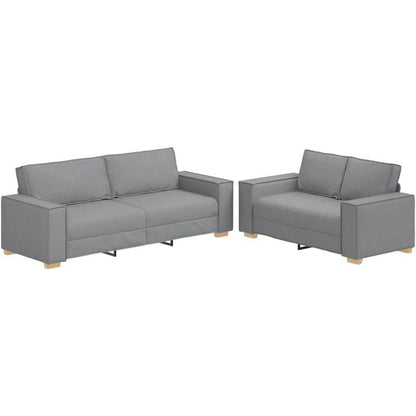 Hellgraues Sofa-Set: 2-Sitzer & 3-Sitzer Stoffsofa