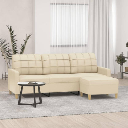 3-Sitzer Sofa mit Hocker & Schlaffunktion, Creme