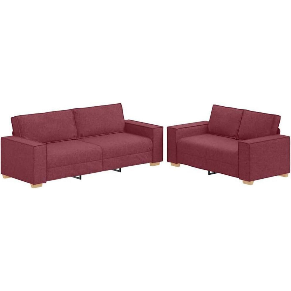 Weinrot Sofagarnitur 2-Sitzer & 3-Sitzer Stoff