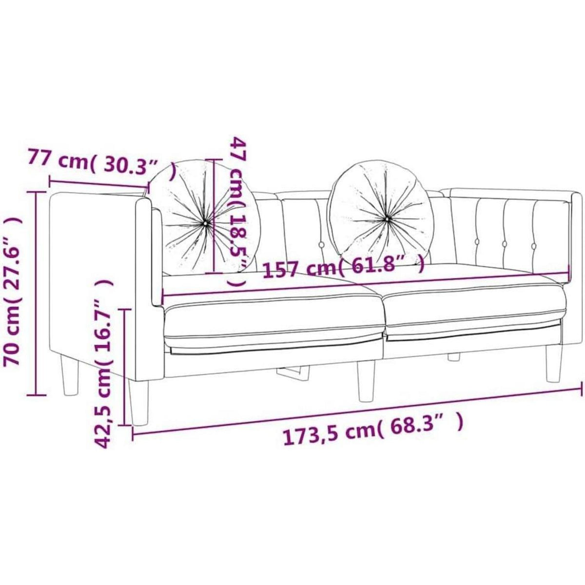 2-Sitzer Sofa Blau Samt – Bequeme Couch für Wohnzimmer