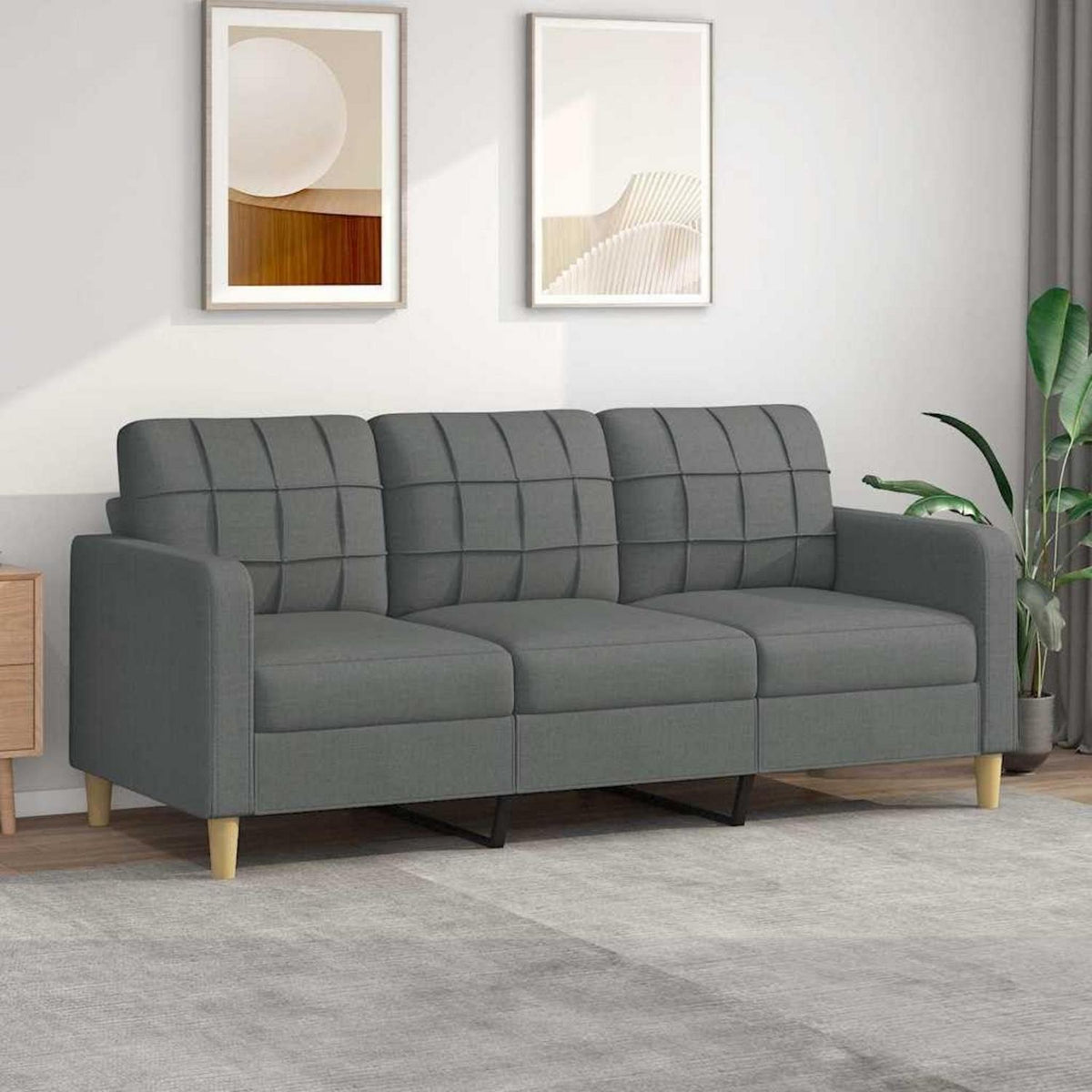 3-Sitzer Sofa Dunkelgrau – Modernes Polstersofa mit Kissen