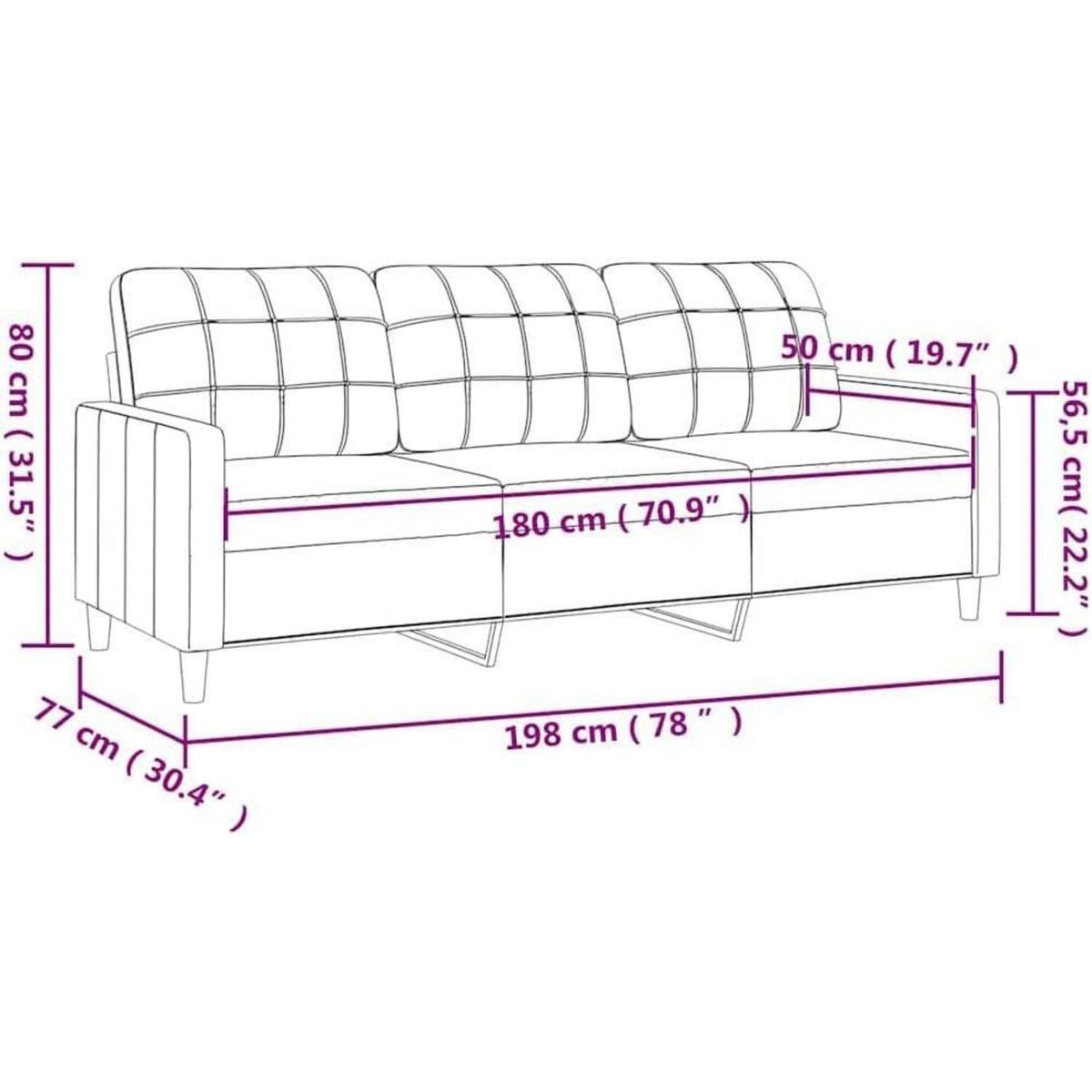 3-Sitzer Sofa Dunkelgrau – Modernes Polstersofa mit Kissen
