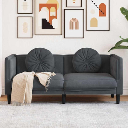 Modernes 2-Sitzer Sofa Dunkelgrau mit Kissen