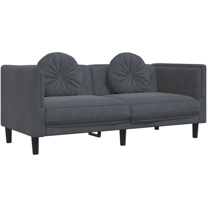 Modernes 2-Sitzer Sofa Dunkelgrau mit Kissen