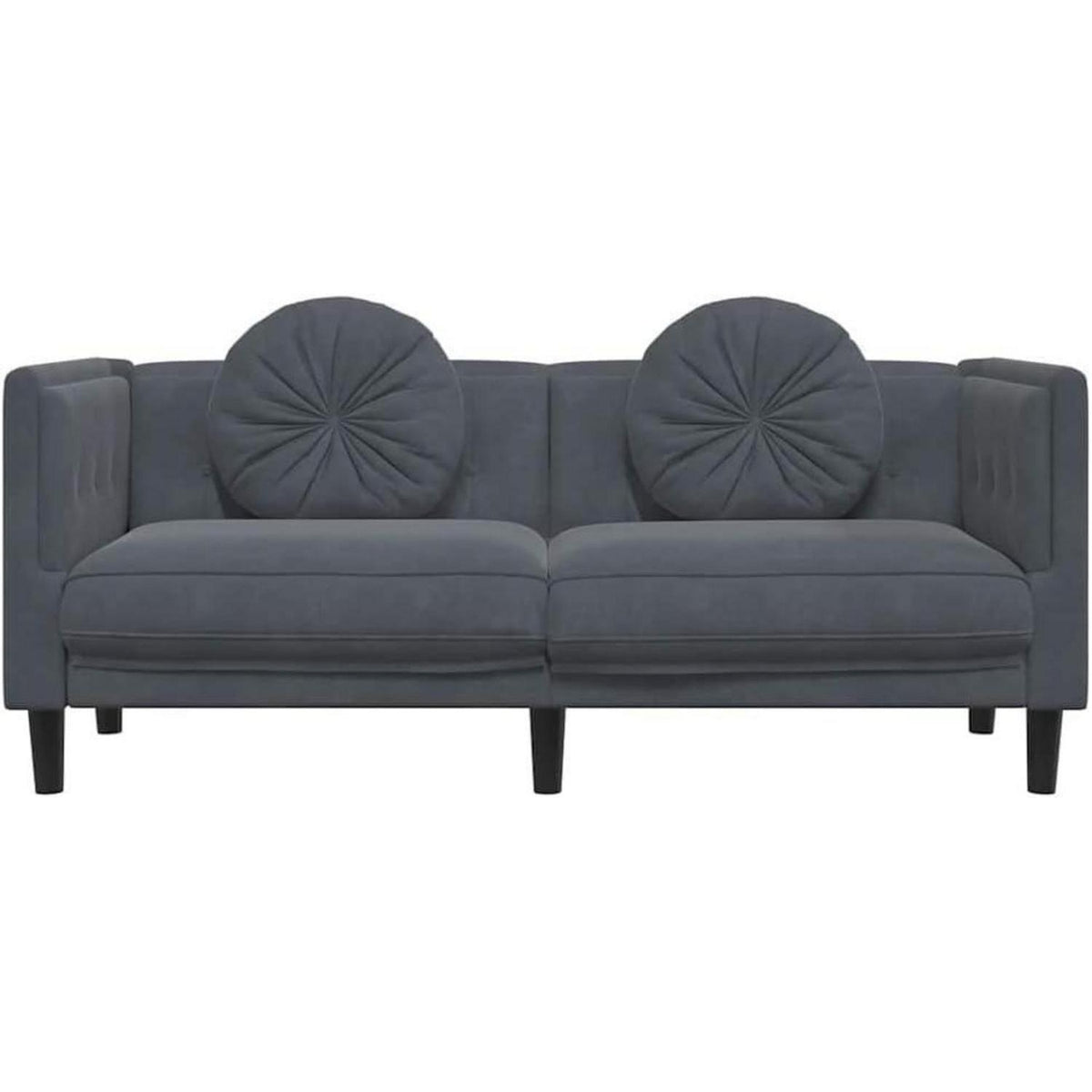 Modernes 2-Sitzer Sofa Dunkelgrau mit Kissen