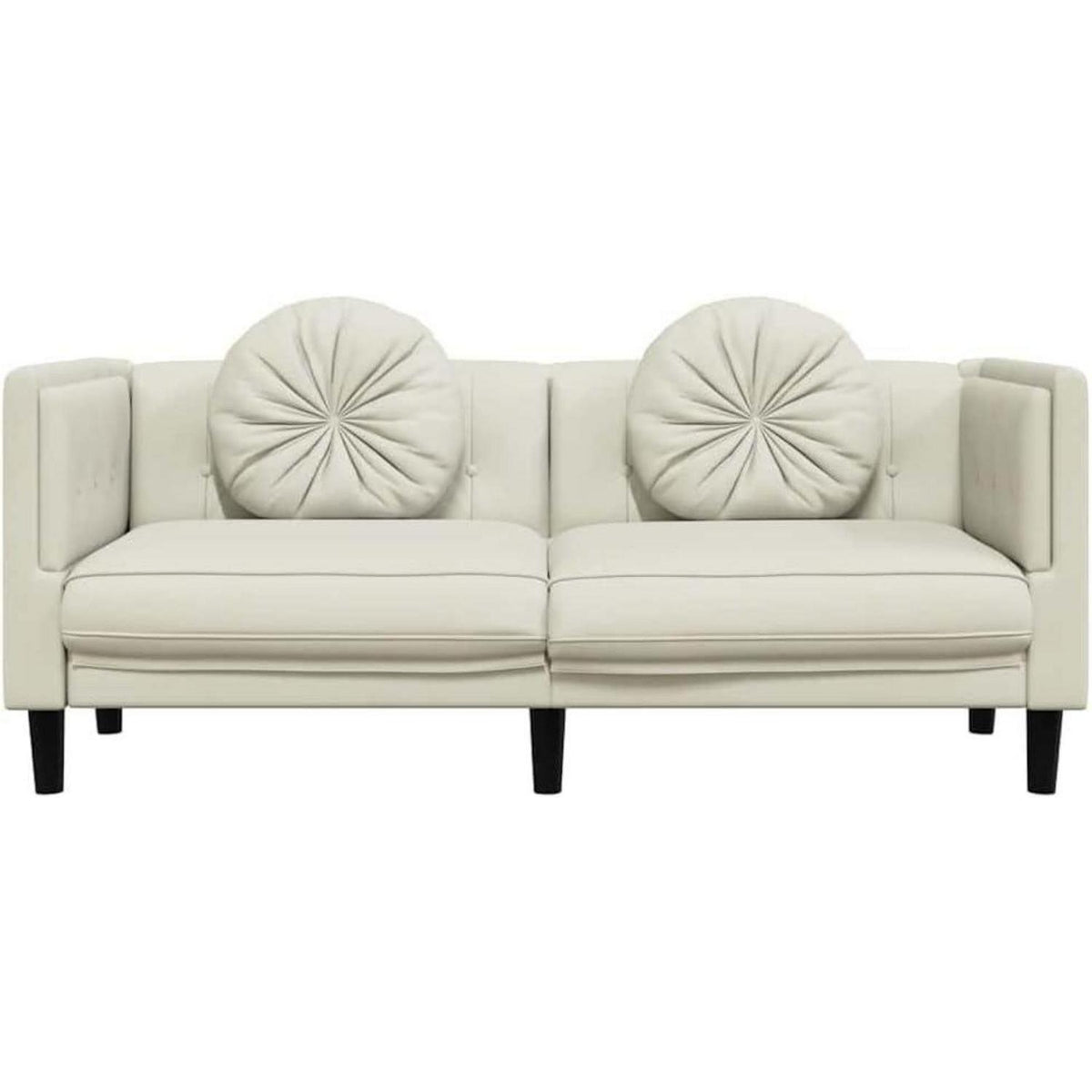 Modernes 2-Sitzer Sofa mit Samtbezug in Creme