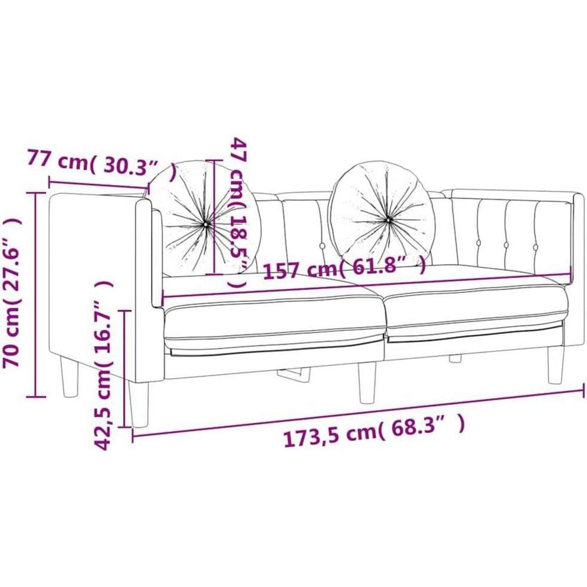 2-Sitzer Sofa Samt Hellgrau – Bequeme Couch für Wohnzimmer