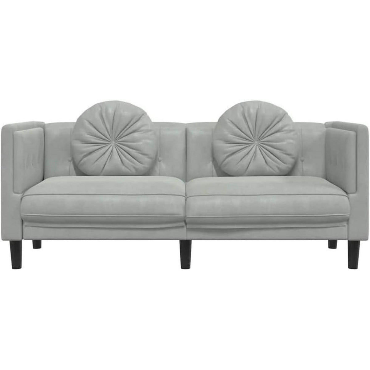 2-Sitzer Sofa Samt Hellgrau – Bequeme Couch für Wohnzimmer