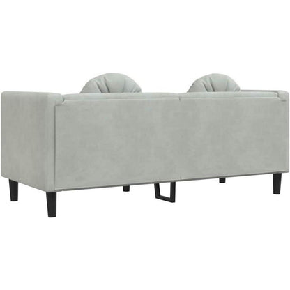 2-Sitzer Sofa Samt Hellgrau – Bequeme Couch für Wohnzimmer