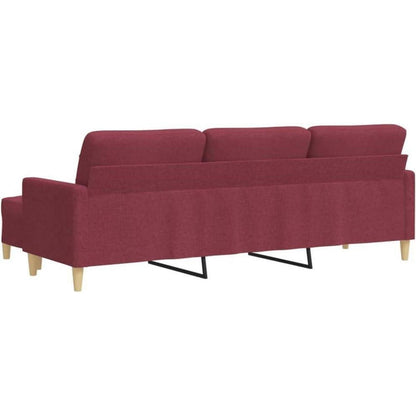 3-Sitzer Sofa mit Hocker, Weinrot – Schlaffunktion & Modernes Design
