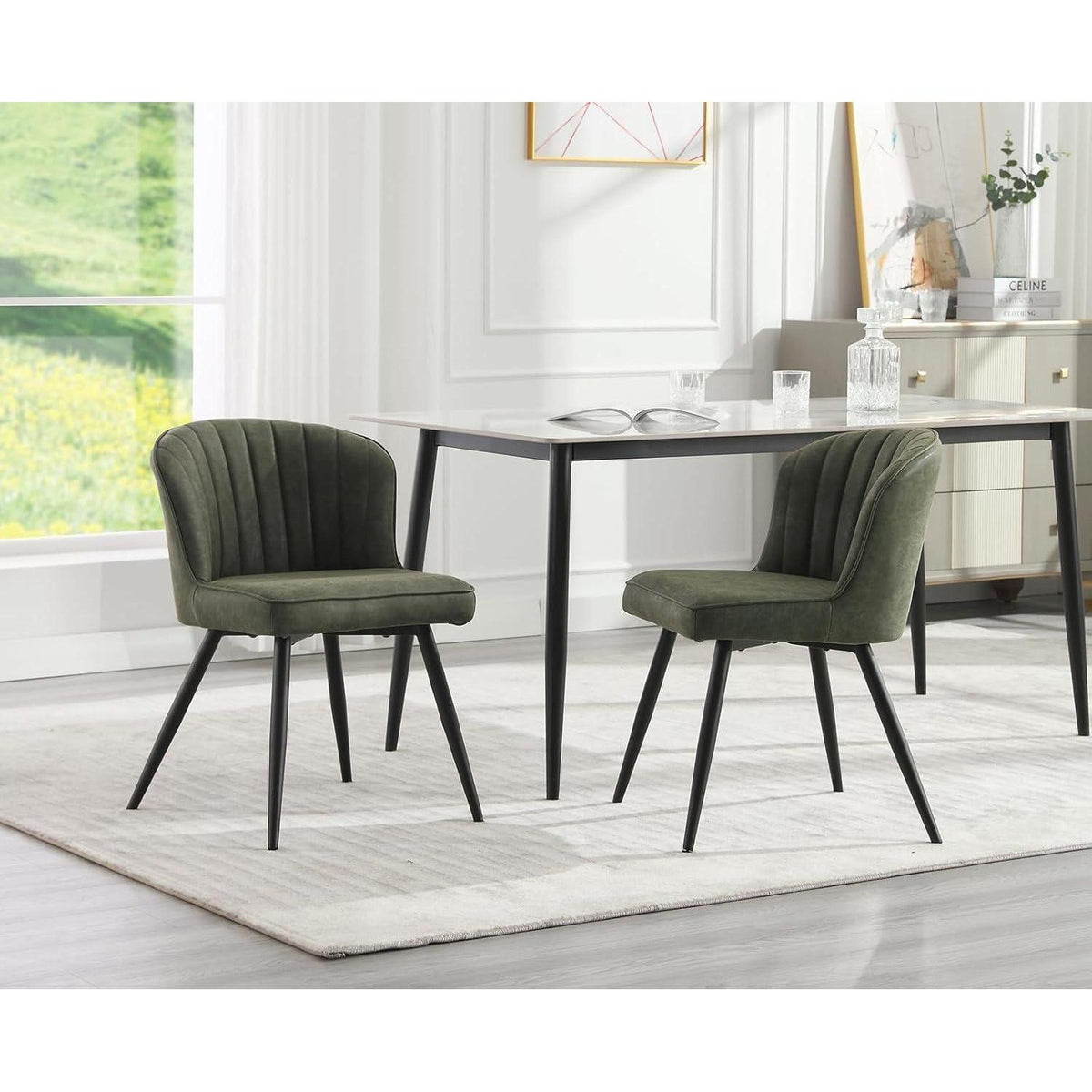 Moderner Küchenstuhl Set (4er) – Grün in Lederoptik