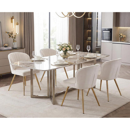 Samt Küchenstühle 4er Set – Beige, Modern & Bequem