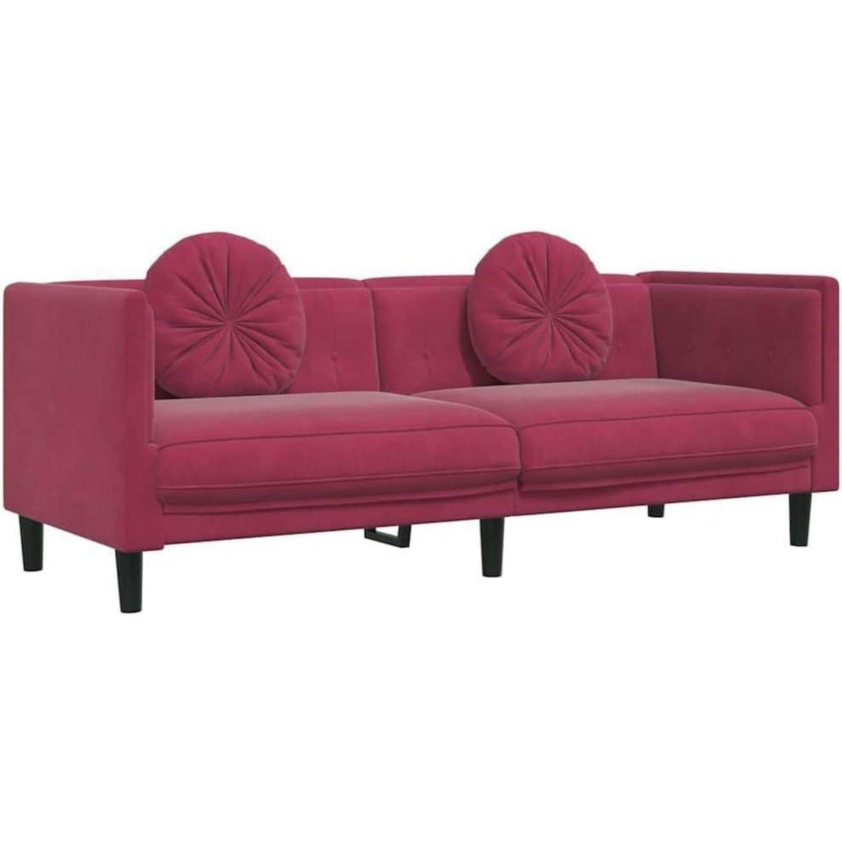 Modernes 3-Sitzer Sofa mit Samtbezug in Weinrot