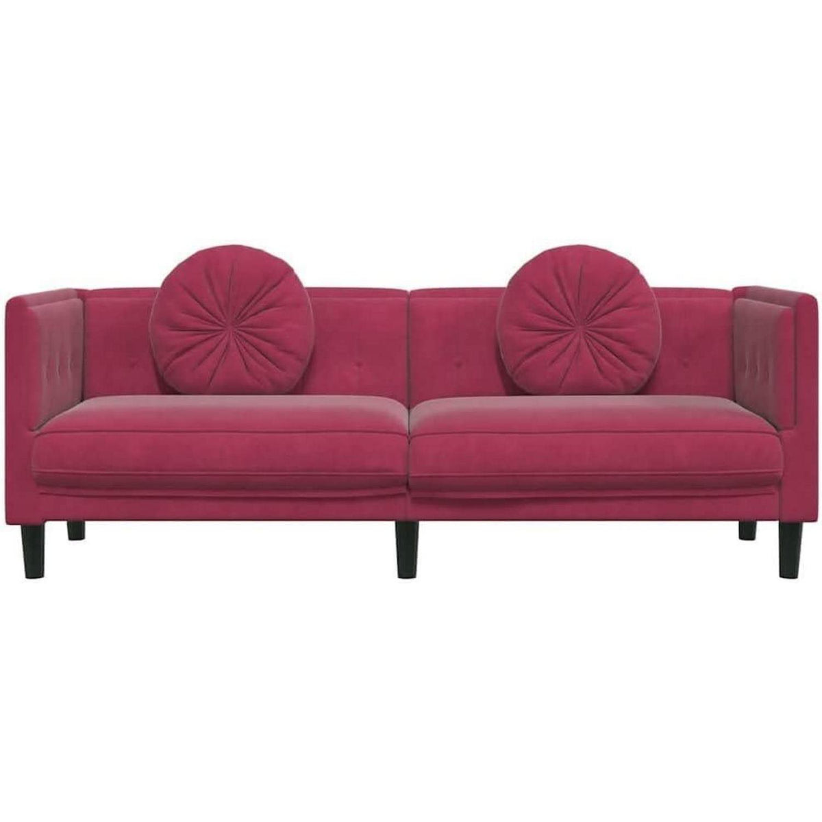 Modernes 3-Sitzer Sofa mit Samtbezug in Weinrot