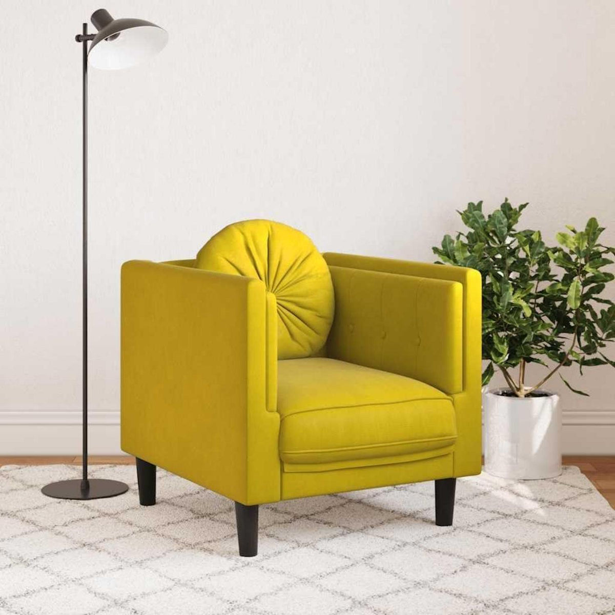 Samt Sofa Gelb – Modernes Wohnzimmer Sofa mit Kissen