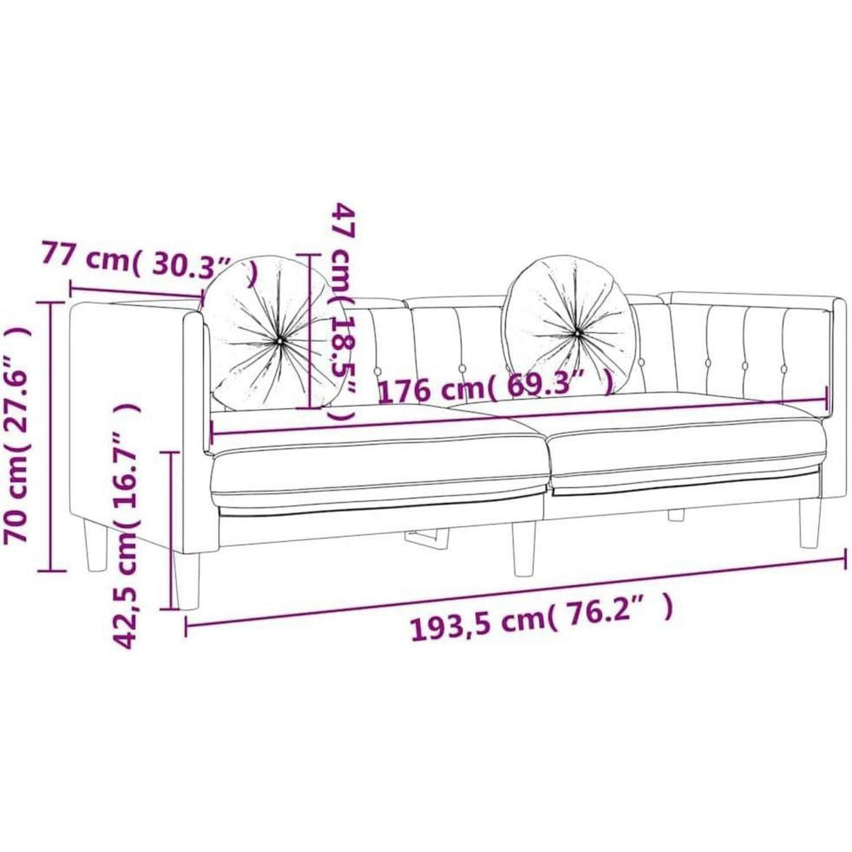 Modernes 3-Sitzer Sofa mit Samtbezug in Gelb