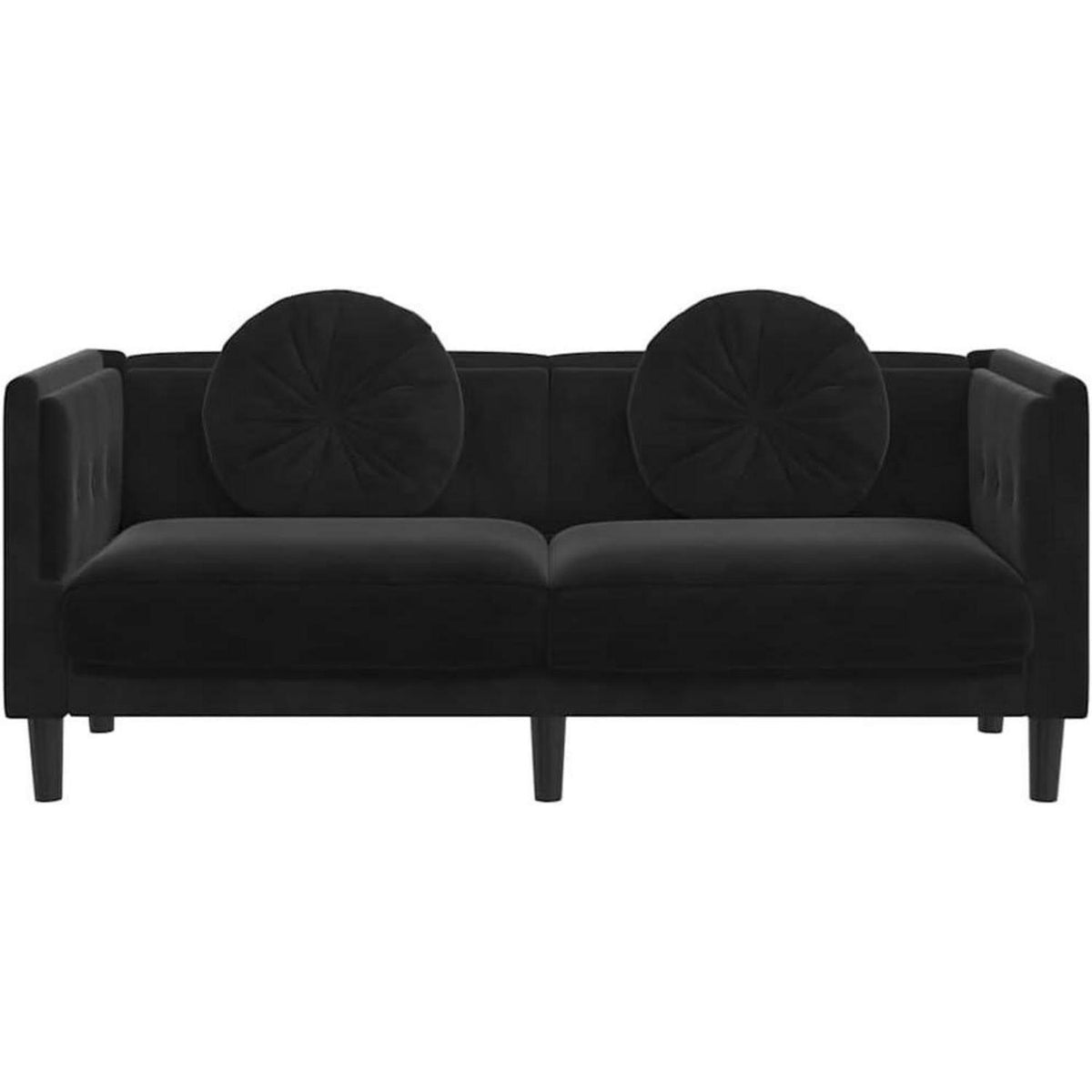 Modernes 2-Sitzer Sofa Schwarz Samt mit Kissen