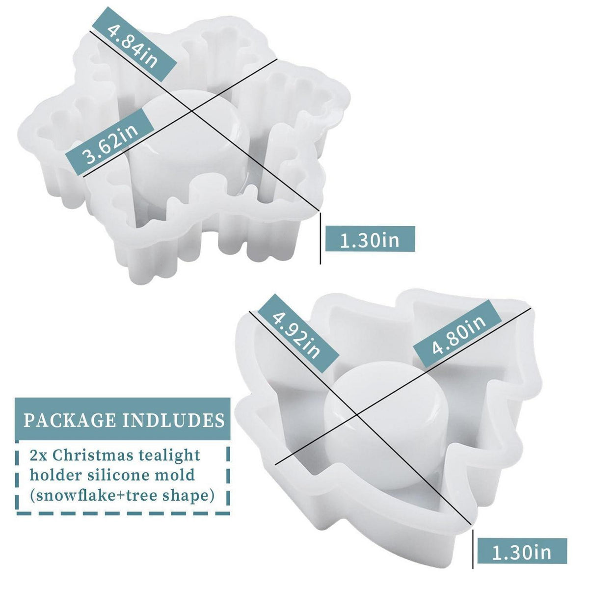 Silikonform Weihnachten – 2er Set für Kerzen, Seife & Gießharz