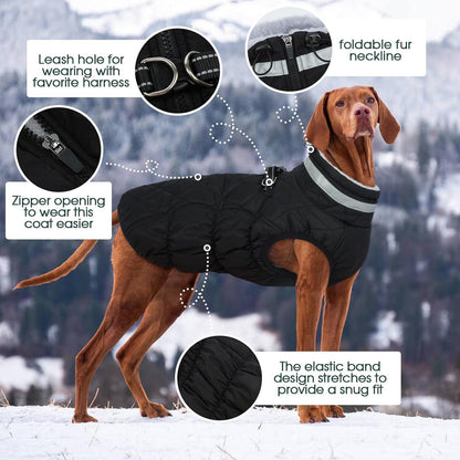 Kuoser Hundemantel Winter Wasserdicht & Winddicht Schwarz XS