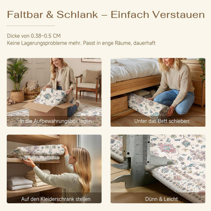 Waschbarer Teppich Wohnzimmer 200x300cm – Vintage Design & Rutschfest