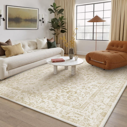 Beiger Wohnteppich 160x230cm – Waschbar & Rutschfest