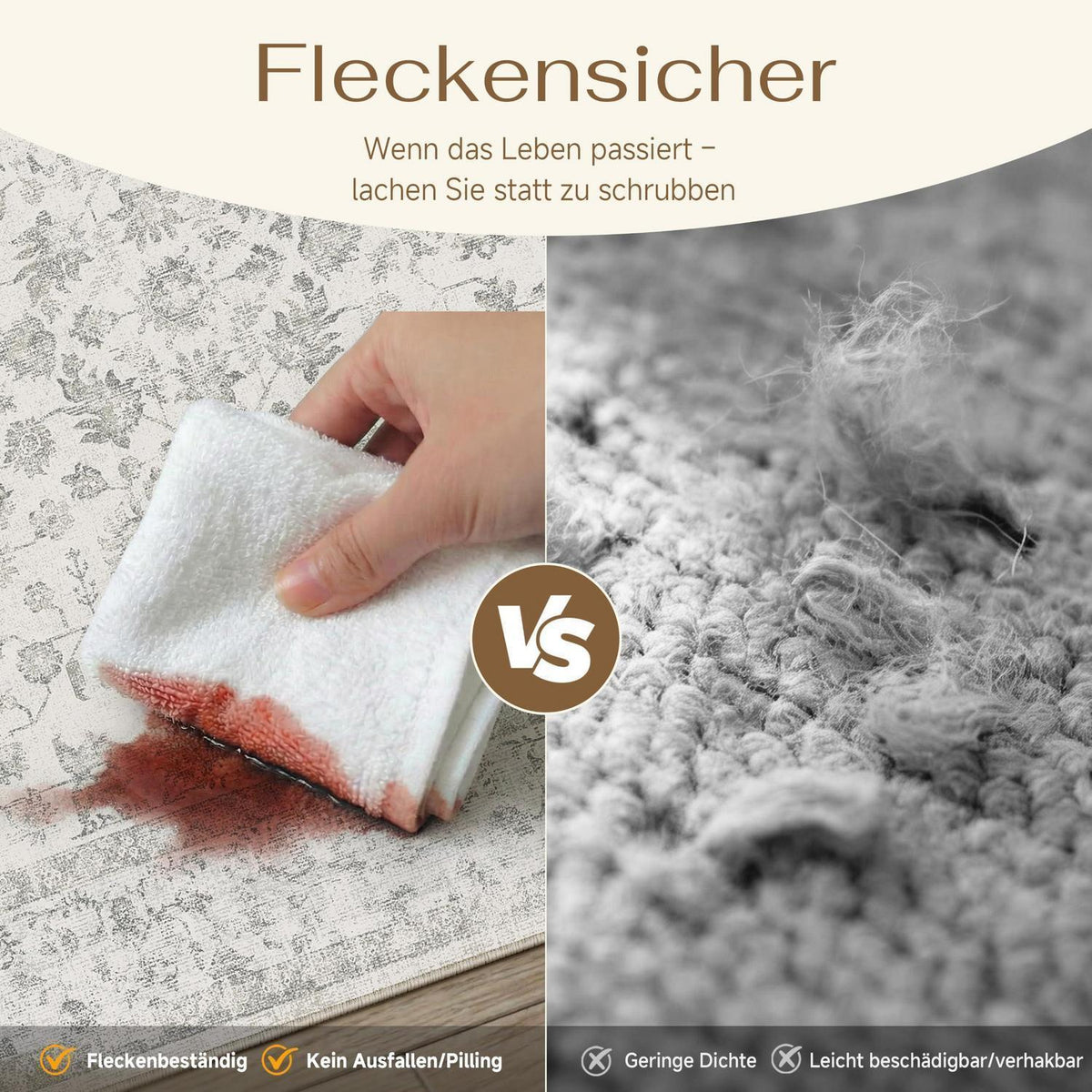 Grauer Vintage Wohnzimmerteppich 240x300cm – Weich & Rutschfest