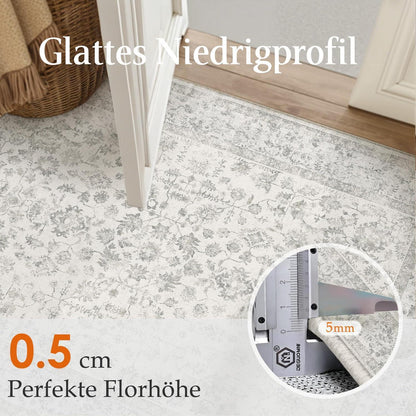 Grauer Vintage Wohnzimmerteppich 240x300cm – Weich & Rutschfest