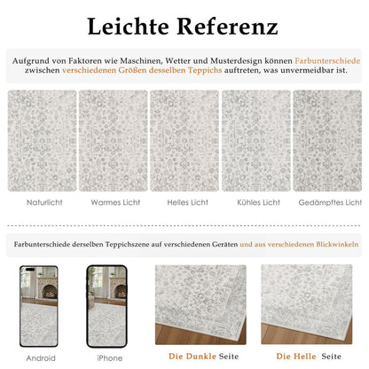 Grauer Vintage Wohnzimmerteppich 240x300cm – Weich & Rutschfest