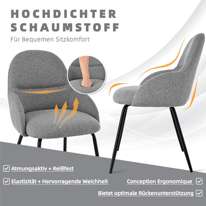Esszimmerstühle 6er Set mit Armlehne – Hellgrau & Modern