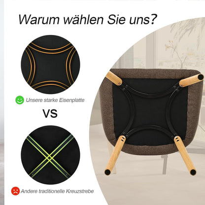 Esszimmerstühle Beige mit Armlehne & Holzbeinen – 6er Set