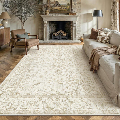 Beiger Wohnteppich 240x300cm – Waschbar & Rutschfest