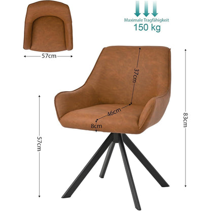 Drehbarer Esszimmerstuhl 6er Set mit Armlehne – Braun
