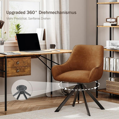 Drehbarer Esszimmerstuhl 6er Set mit Armlehne – Braun