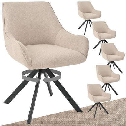 Drehbarer Esszimmerstuhl Set 6er – Beige, Modern & Komfortabel
